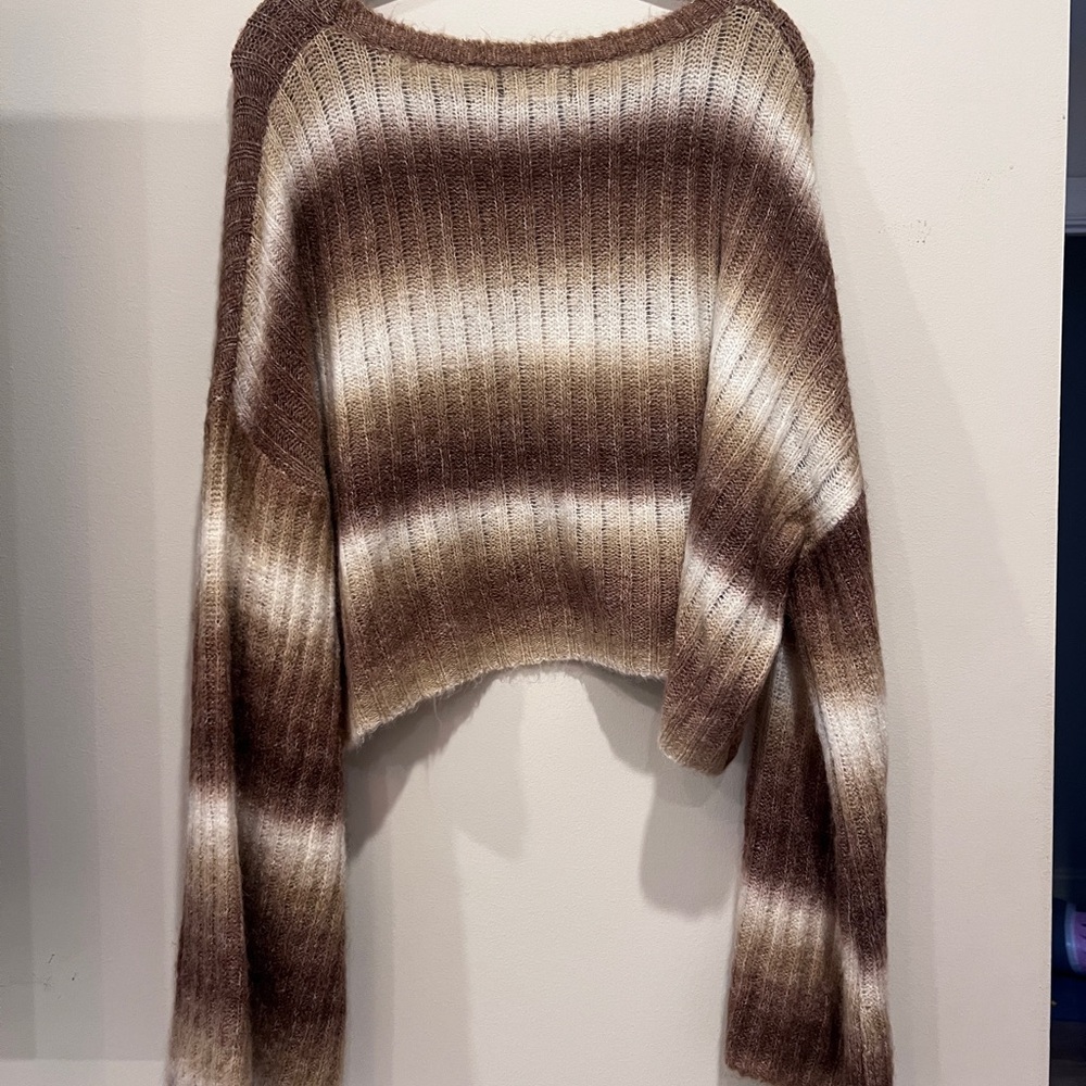 Cider Women's Sweater in Brown and Cream Ombre - Picture 3 of 3
